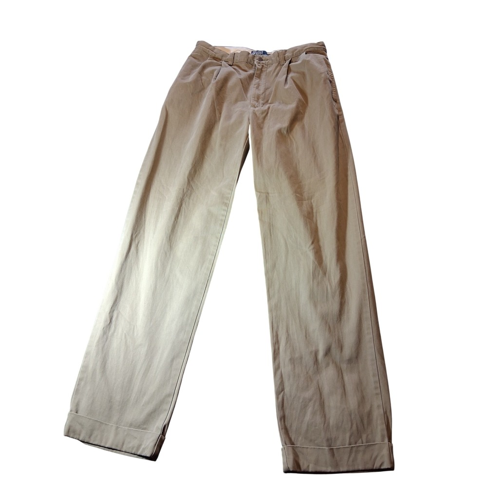 Polo Ralph Lauren Hammond Pant Khaki Tan Pleated Cuffed Cotton Chinos 33x32